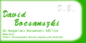 david bocsanszki business card